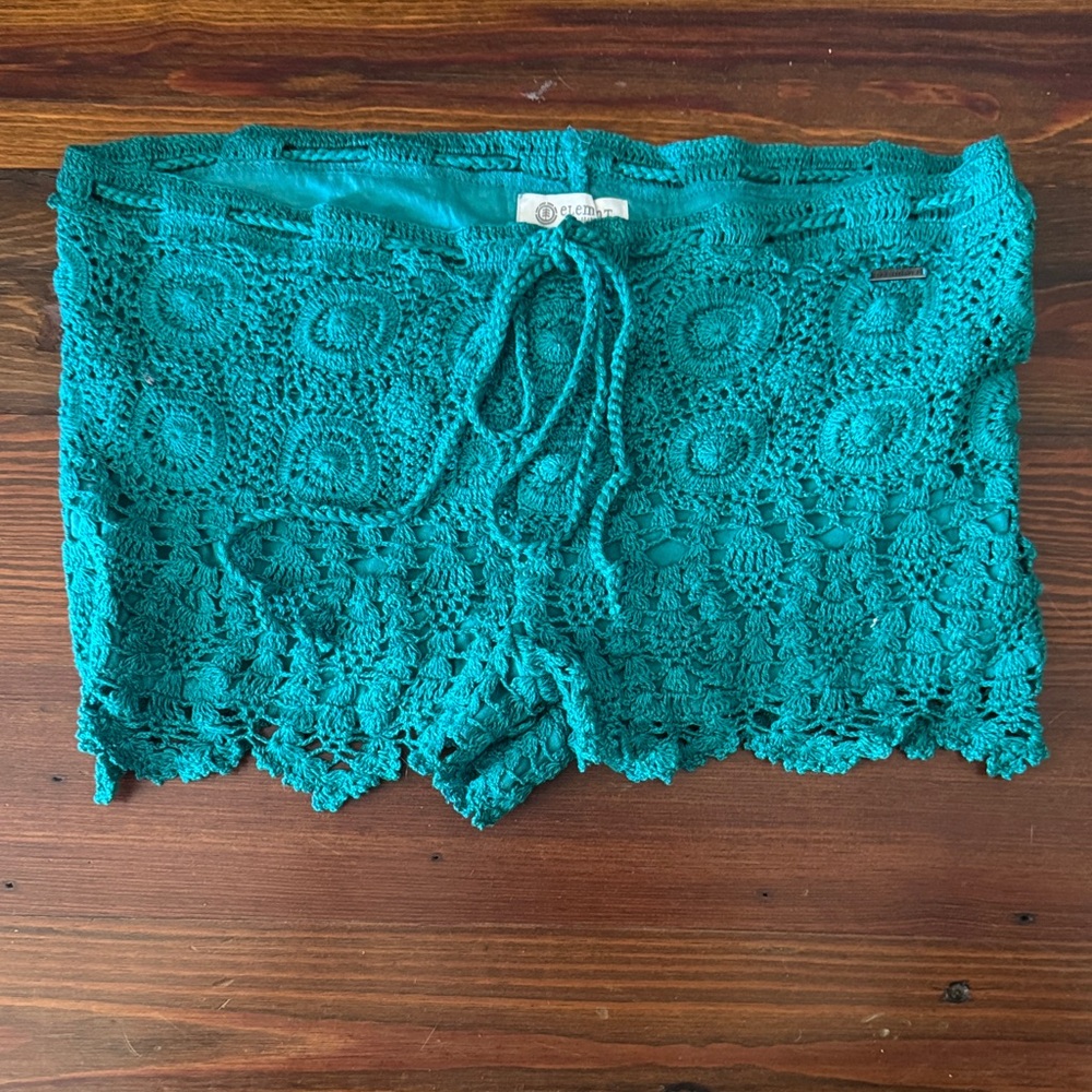 Element Teal Crochet Swim Coverup